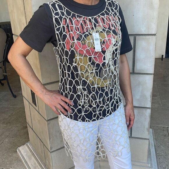 New Anthropologie Rhinestone Tunic Crystal Vest - Picture 4 of 13